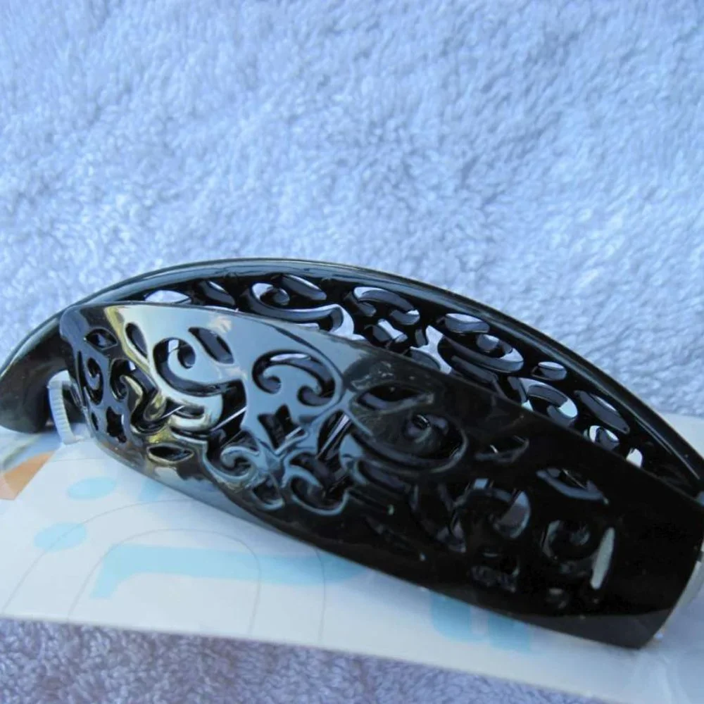 Scunci Design Tortoise Plastic Secure Hinged Open Banana Comb Hair Barrette Clip